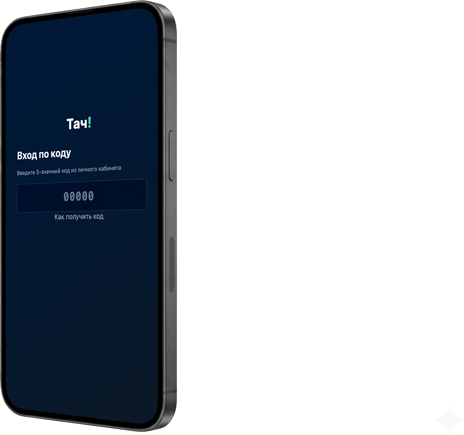 Смартфон с приложением ТАЧ! на экране: приём оплаты на точке